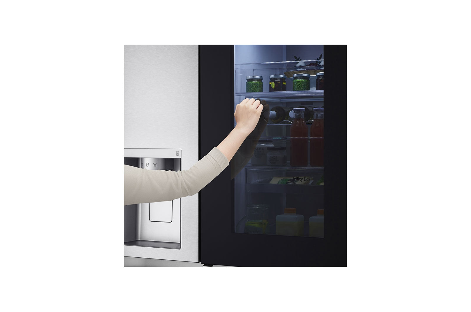 LG GSXV90BSDE InstaView Side-by-Side Kühlschrank mit Craft Ice & Wasserspender