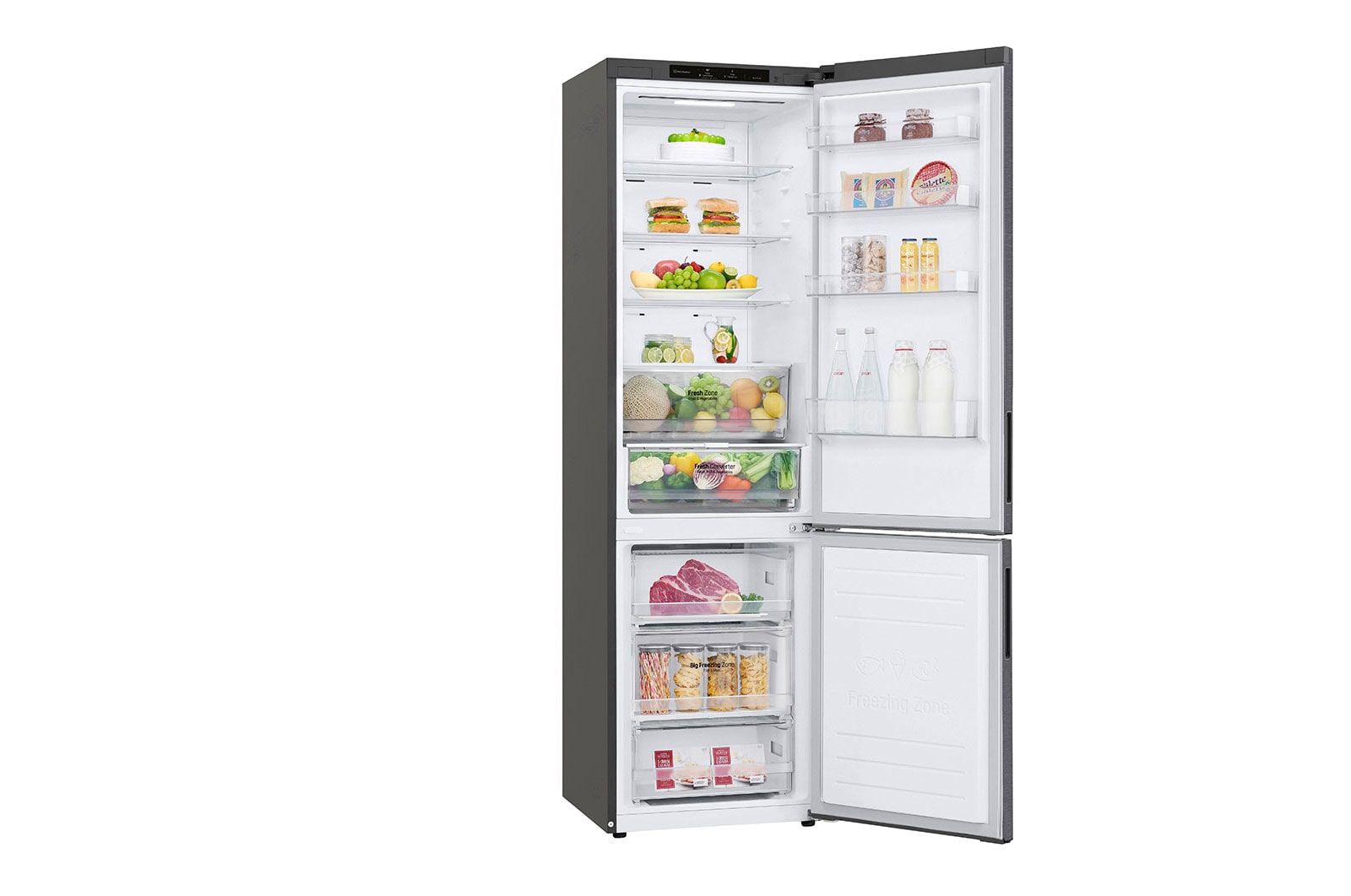 LG Kühl-Gefrierkombination 384L Smart Inverter, Dark Graphite, Energieeffizienz C