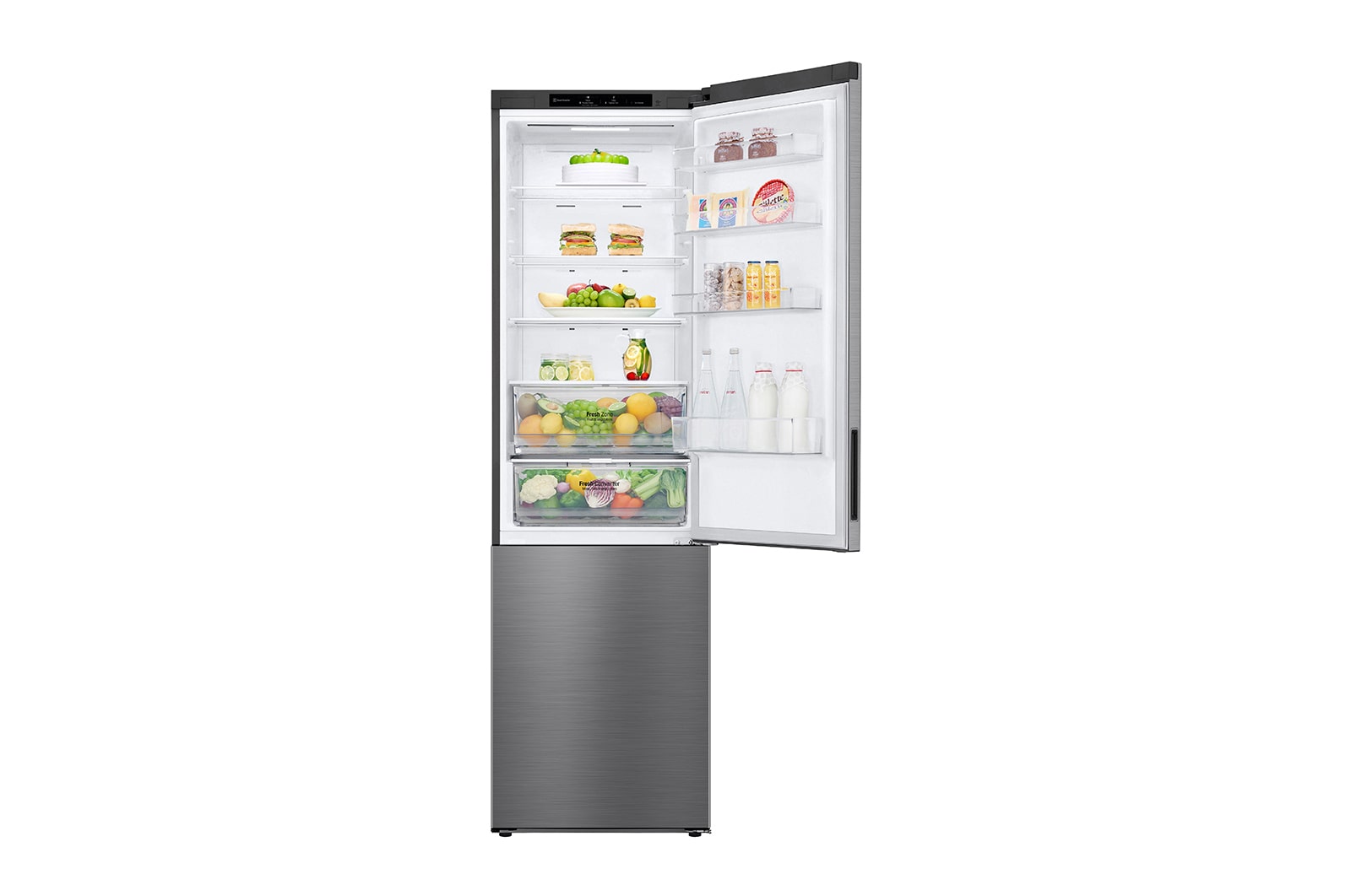 LG NatureFRESH Kühl-Gefrierkombination Edelstahl, 384L, Smart Inverter Compressor, 203cm hoch