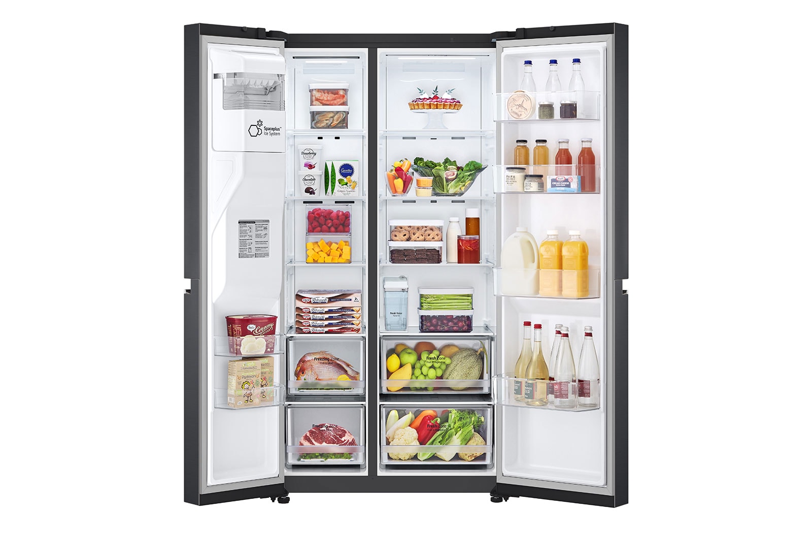 LG Side-by-Side Kühlschrank GSLV71MCTD, Matte Black, Total No Frost, Eis- & Wasserspender, ThinQ Smart
