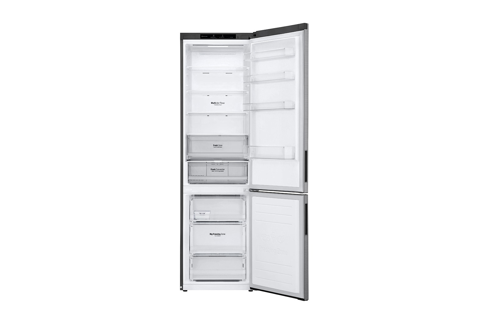 LG NatureFRESH Kühl-Gefrierkombination Edelstahl, 384L, Smart Inverter Compressor, 203cm hoch
