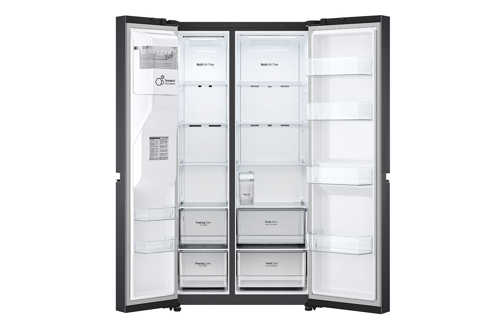 LG Side-by-Side Kühlschrank GSLV71MCTD, Matte Black, Total No Frost, Eis- & Wasserspender, ThinQ Smart
