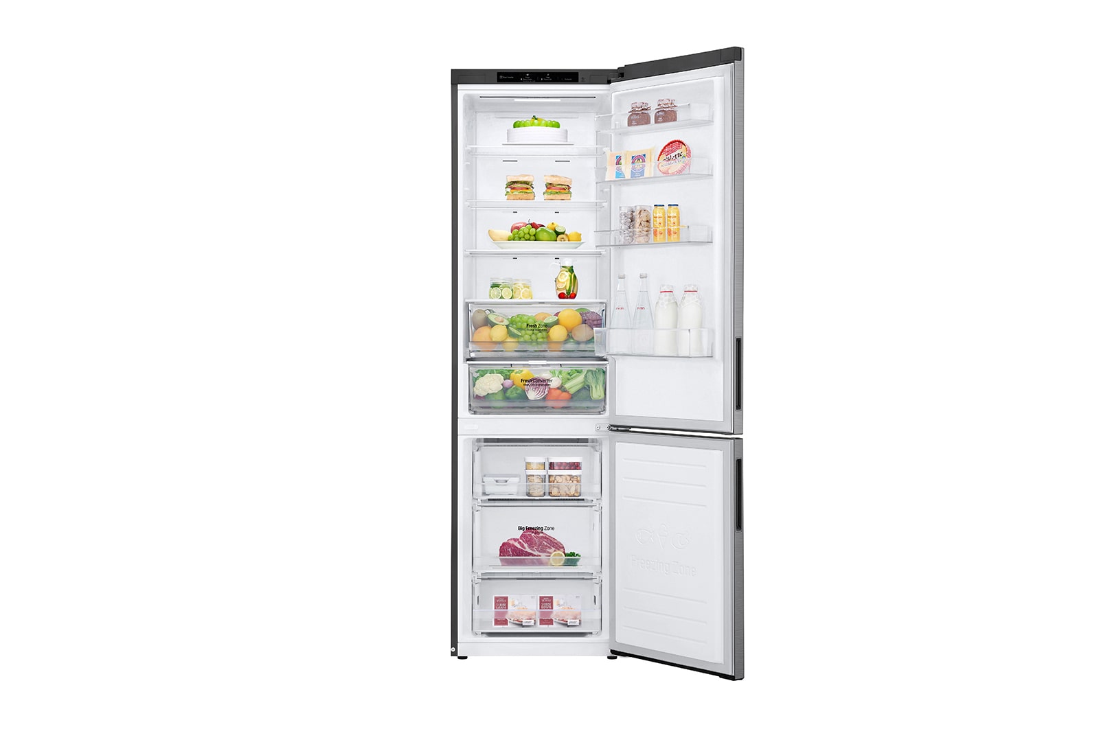LG NatureFRESH Kühl-Gefrierkombination Edelstahl, 384L, Smart Inverter Compressor, 203cm hoch