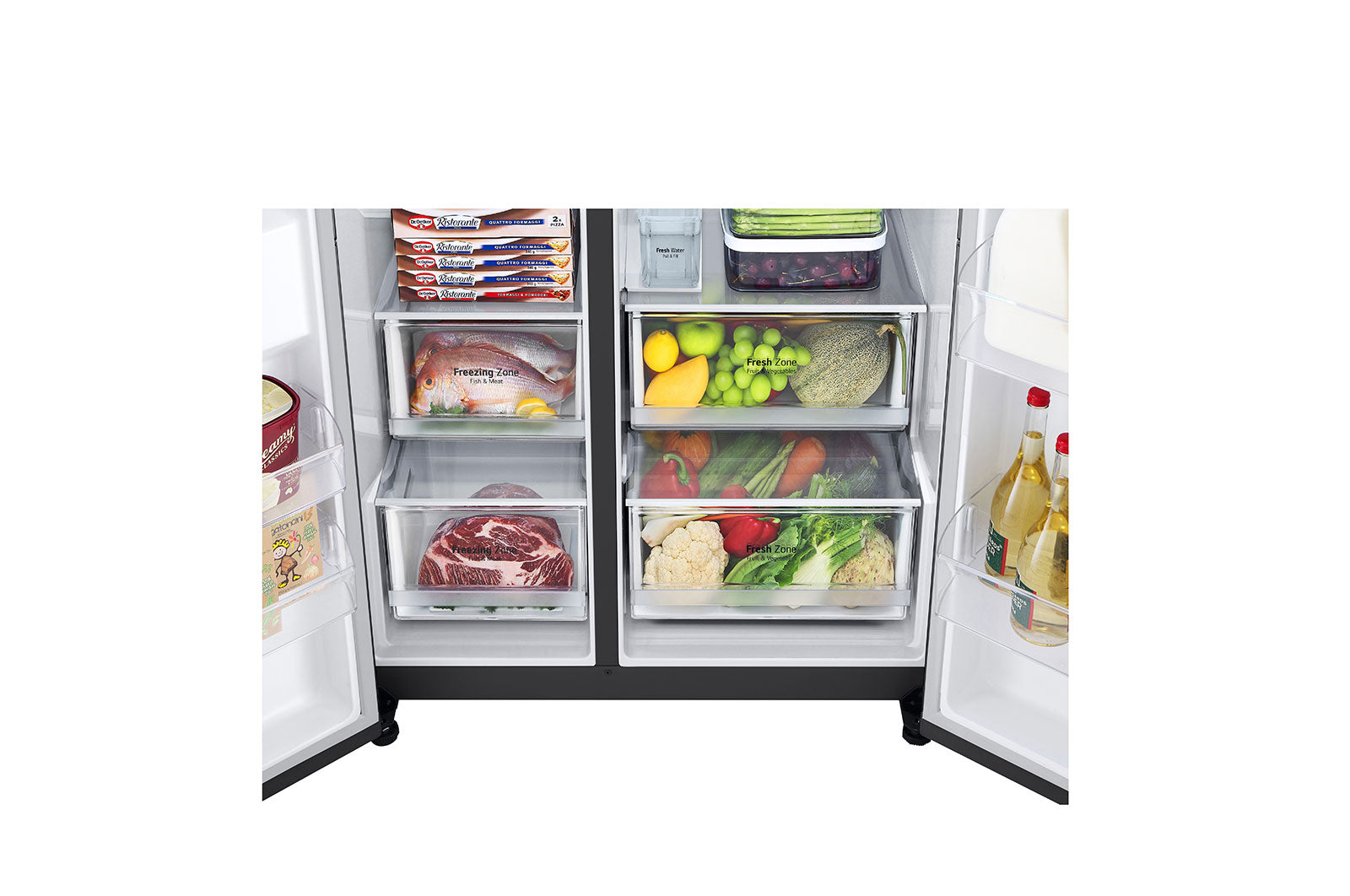 LG Side-by-Side Kühlschrank GSLV71MCTD, Matte Black, Total No Frost, Eis- & Wasserspender, ThinQ Smart