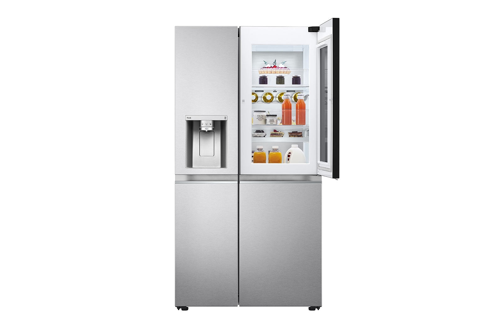 LG InstaView Side-by-Side Kühlschrank, 635L Kapazität, Eis- und Wasserspender, Smart