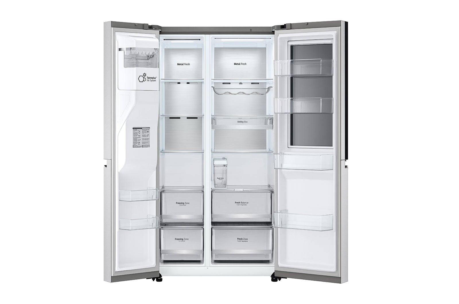 LG InstaView Side-by-Side Kühlschrank, 635L Kapazität, Eis- und Wasserspender, Smart