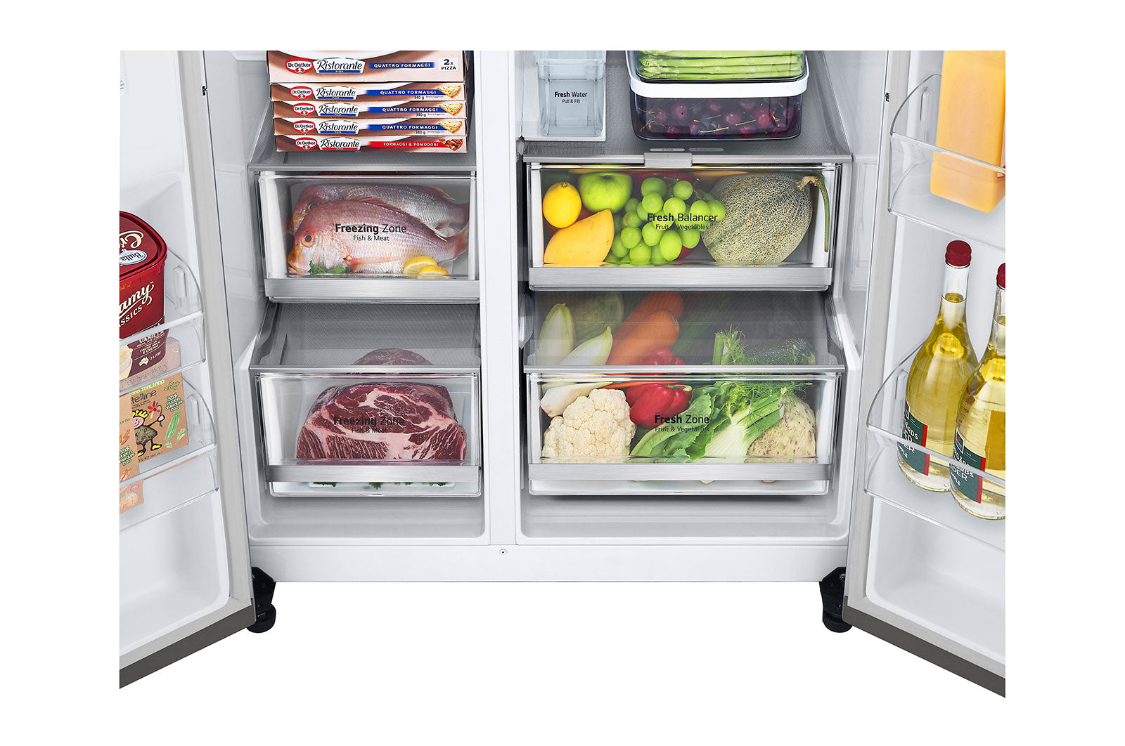 LG InstaView Side-by-Side Kühlschrank, 635L Kapazität, Eis- und Wasserspender, Smart