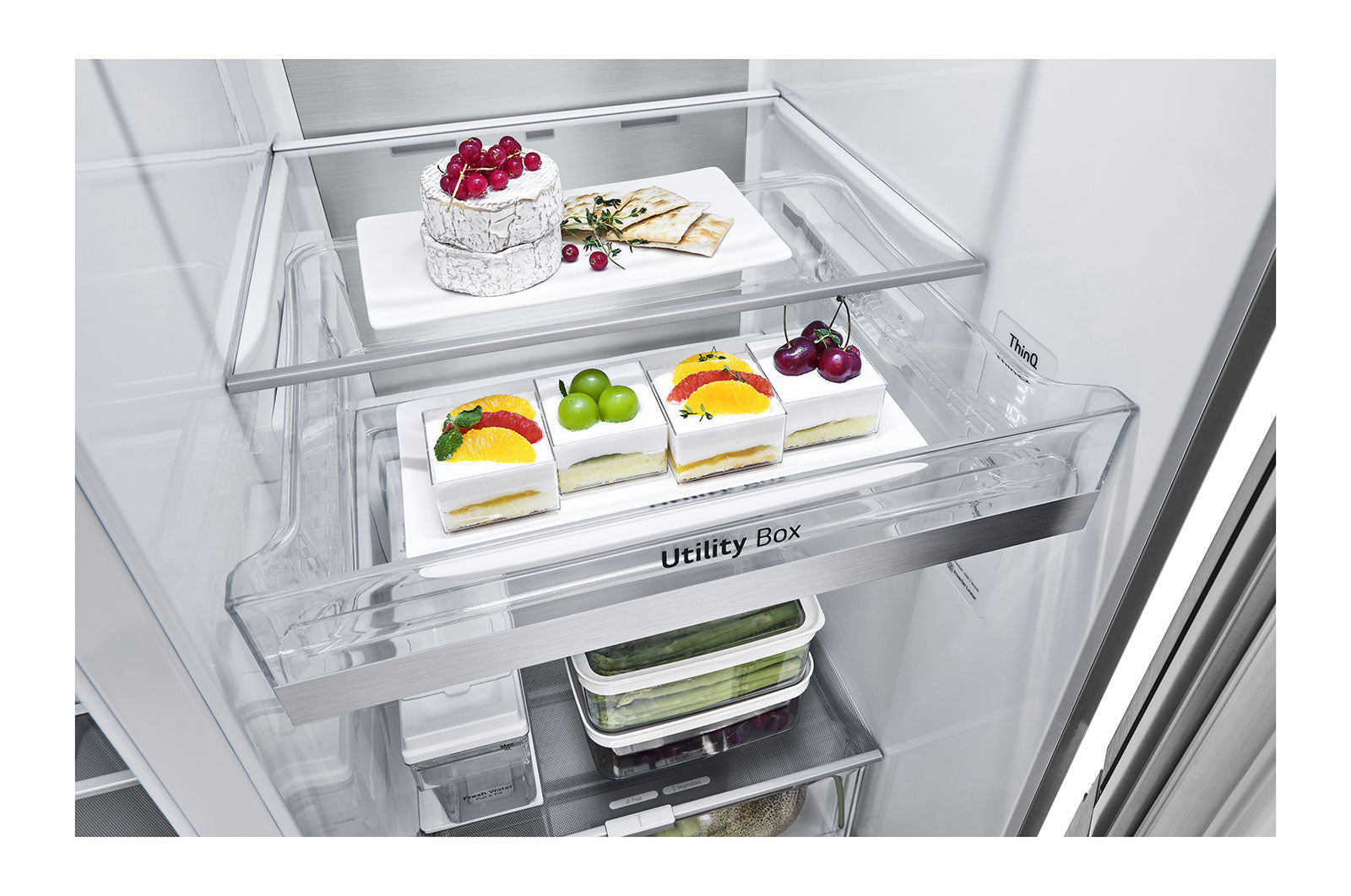 LG InstaView Side-by-Side Kühlschrank, 635L Kapazität, Eis- und Wasserspender, Smart