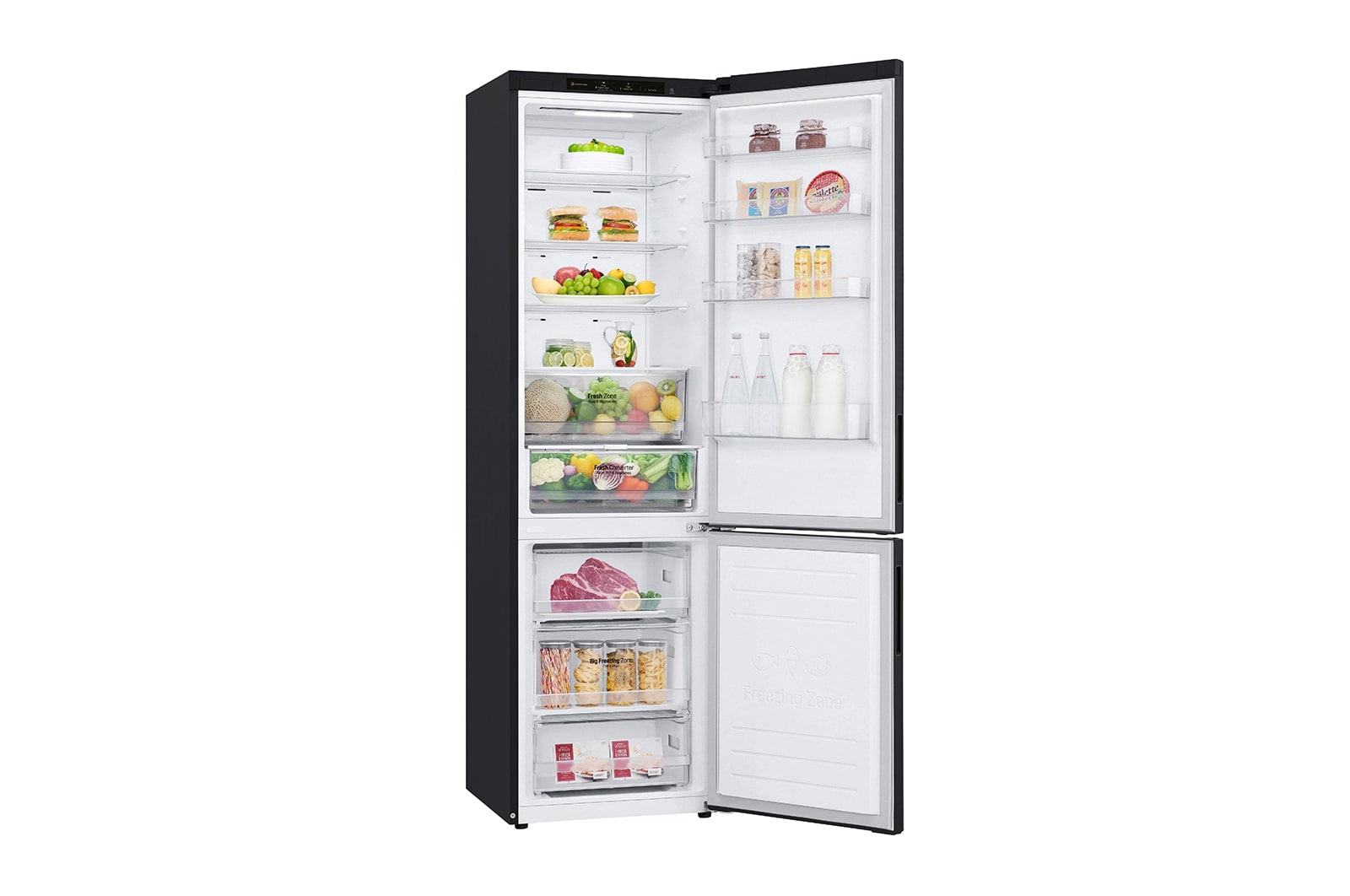 LG Kühl-Gefrierkombination Matte Black: Linear Kompressor, NatureFRESH, leise & effizient