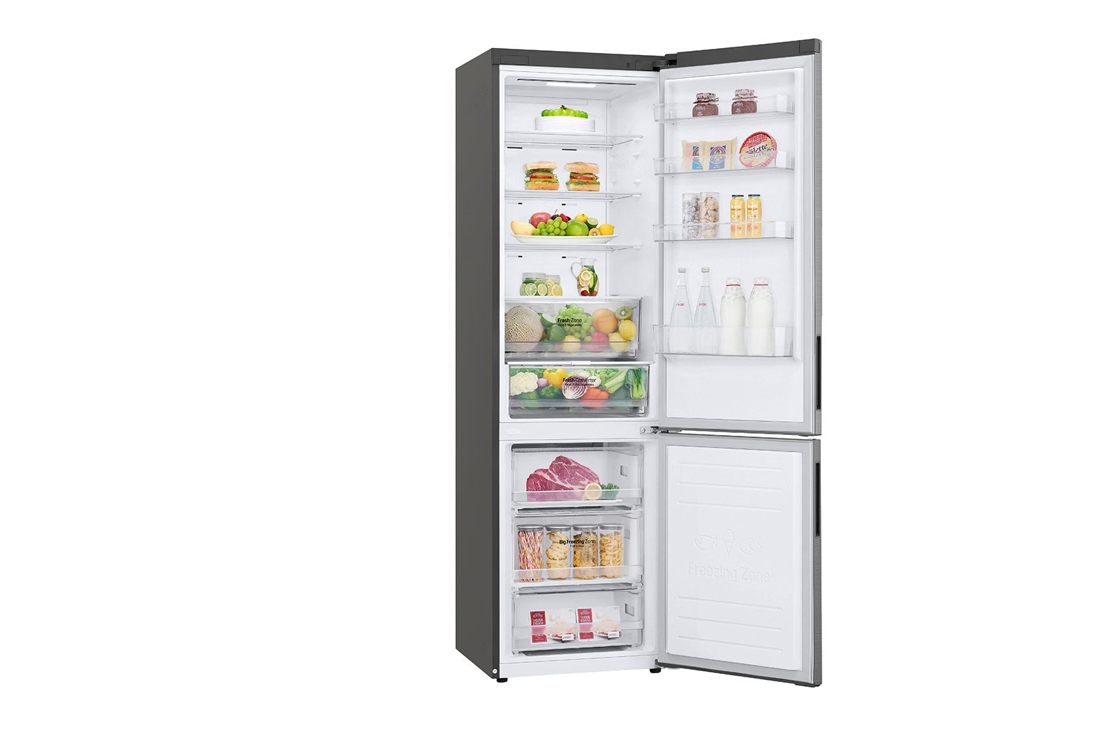 LG Kühl-Gefrierkombination 384L, Smart Inverter Kompressor, NatureFRESH, No Frost, EEK C