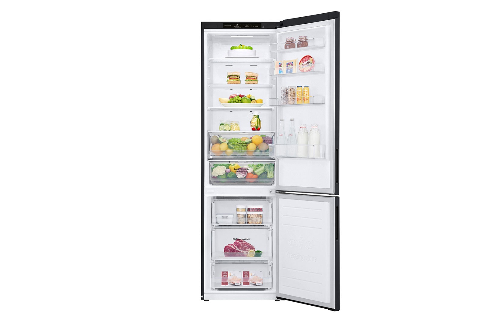LG Kühl-Gefrierkombination 384L, 203cm Hoch, Inverter Linear Kompressor, Matt Schwarz, Effizient & Leise