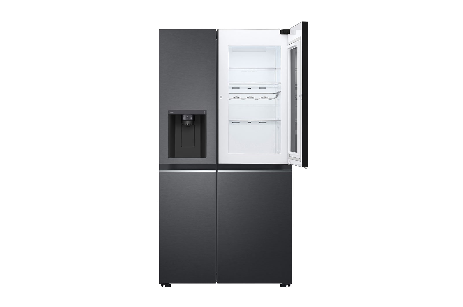 LG InstaView Side-by-Side Kühlschrank, 635L, Eis-, Wasser, Total No Frost, Matt Schwarz