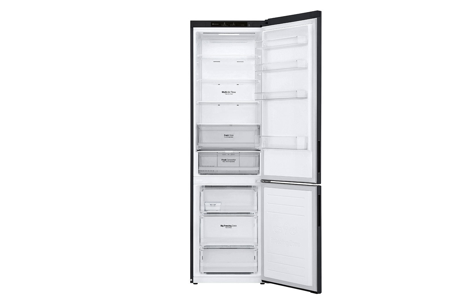 LG Kühl-Gefrierkombination 384L, 203cm Hoch, Inverter Linear Kompressor, Matt Schwarz, Effizient & Leise