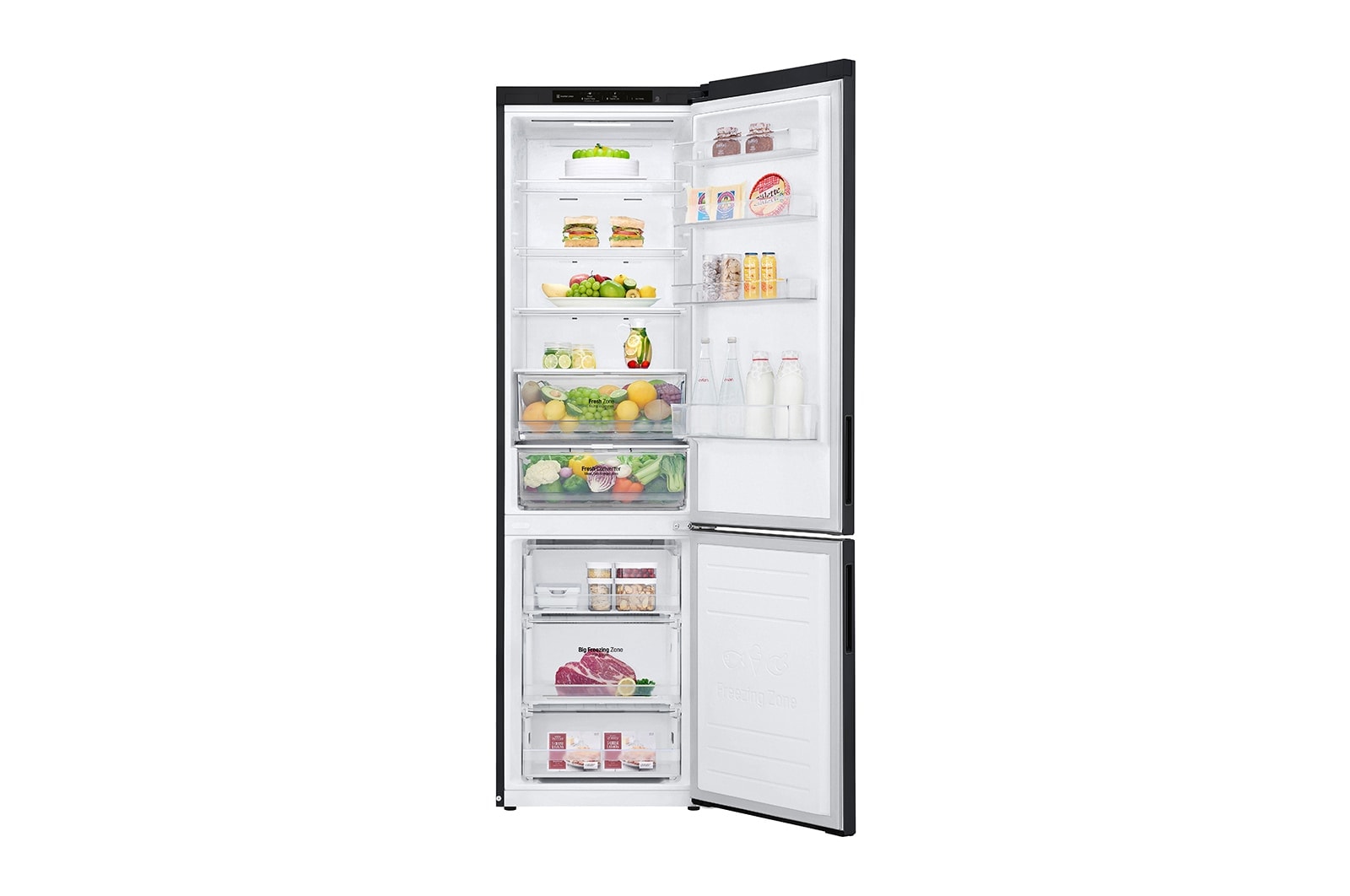 LG Kühl-Gefrierkombination Matte Black: Linear Kompressor, NatureFRESH, leise & effizient