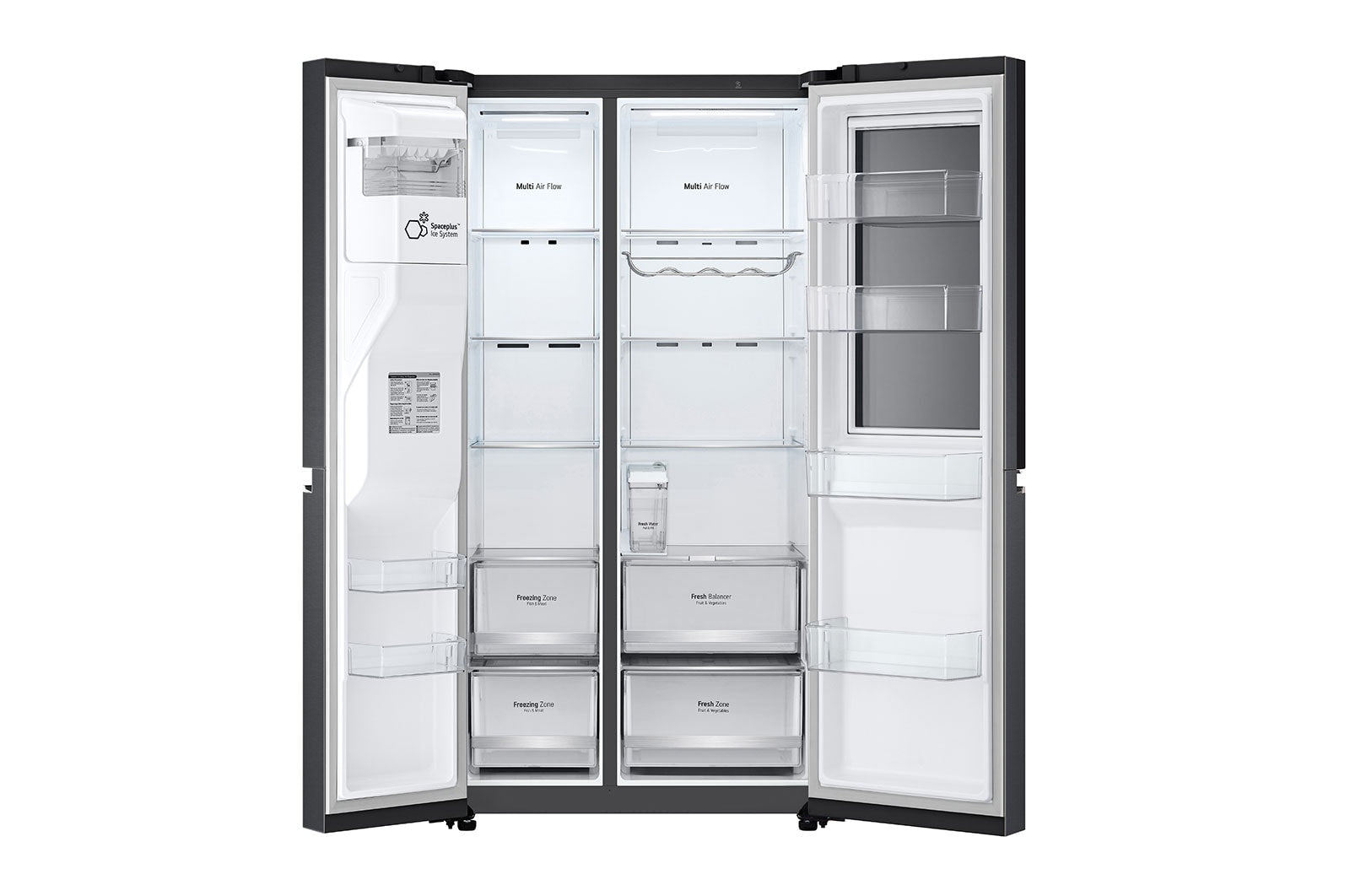 LG InstaView Side-by-Side Kühlschrank, 635L, Eis-, Wasser, Total No Frost, Matt Schwarz