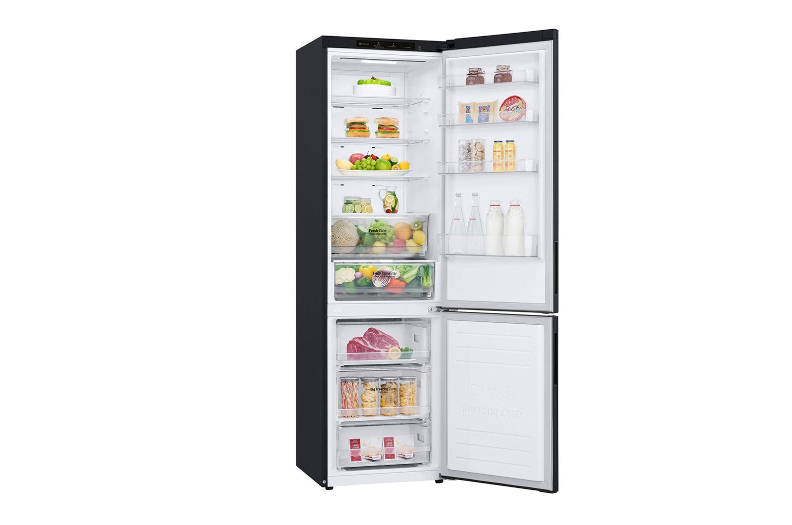 LG Kühl-Gefrierkombination 384L Inverter Linear Kompressor Mattschwarz B-Klasse