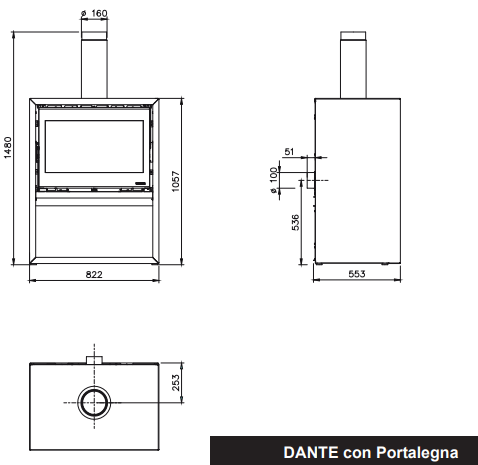 Dante Holzofen mit Portalegna – leistungsstark, ökologisch, 12,4 kW