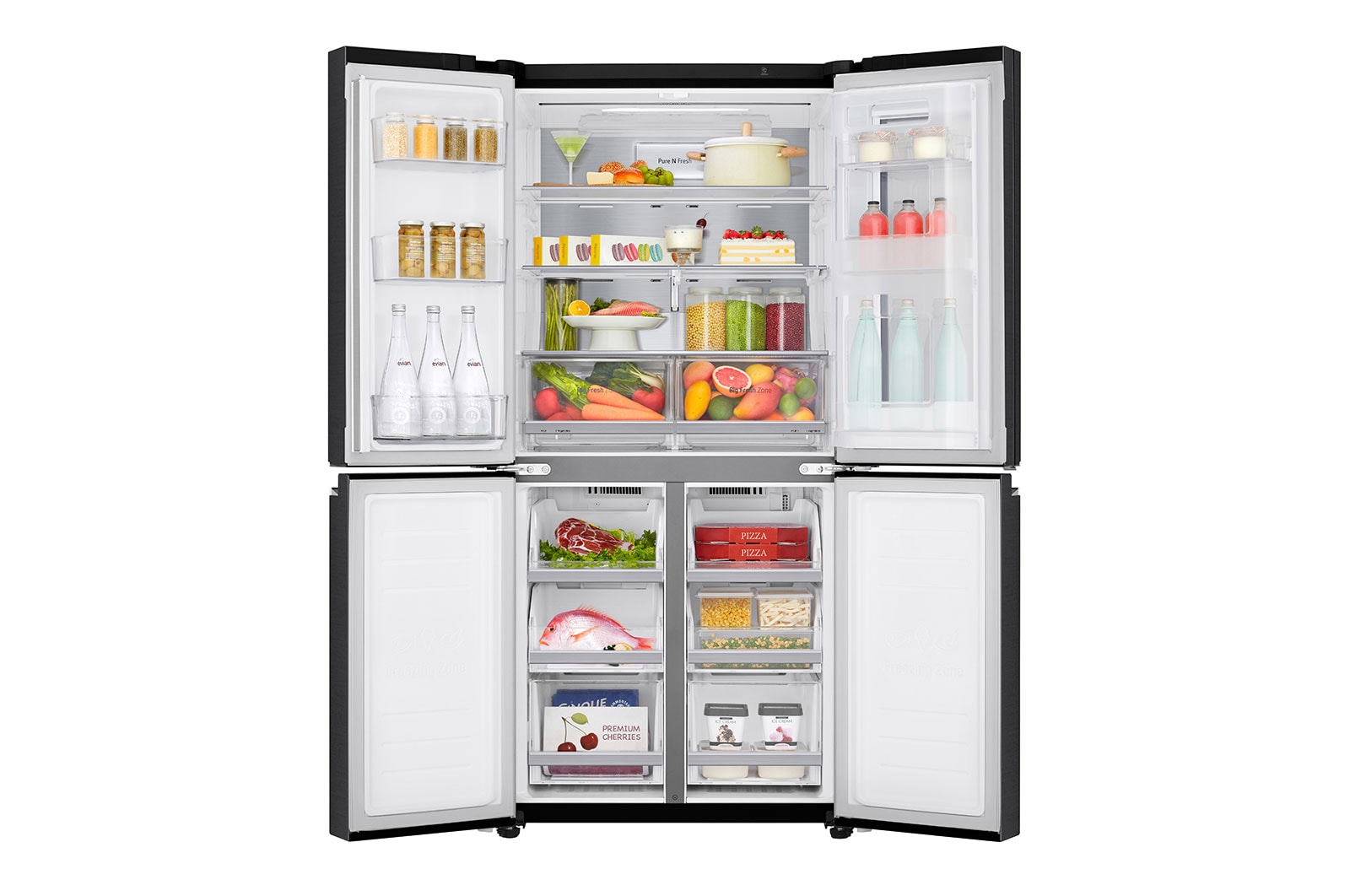 LG InstaView Slim Multi-Door Kühlschrank 530L LINEAR Cooling® Mattes Schwarz