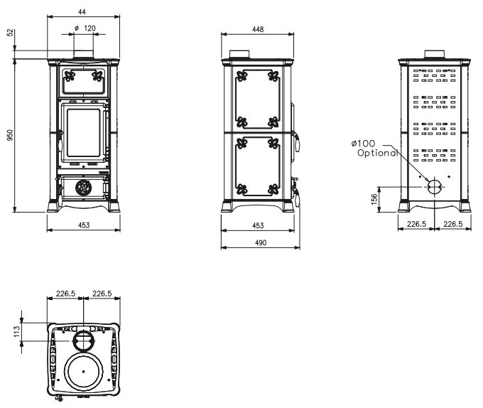 La Nordica Emiliana Holzofen: 6,5 kW, gusseisern, Majolika, effiziente Heizleistung