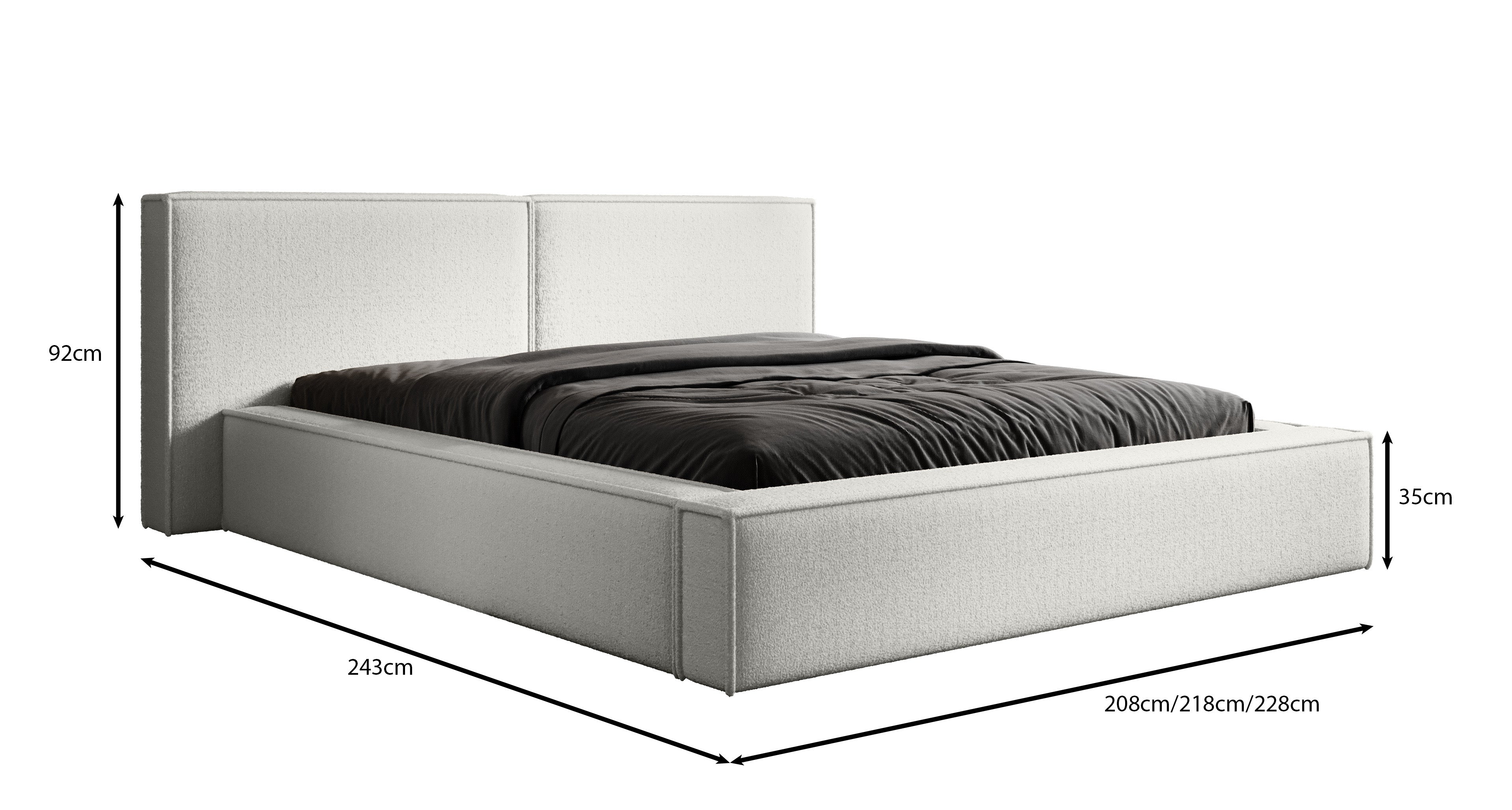 Elegantes Designer Polsterbett Ophelia: Samtiger Cord-Bezug, integrierter Stauraum, maximaler Komfort