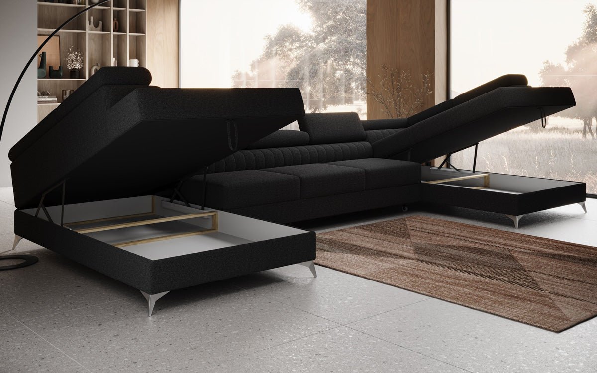 Aurea U XXL Bouclé Ecksofa – Schlaf- & Klappfunktion für Dein Traumwohnzimmer
