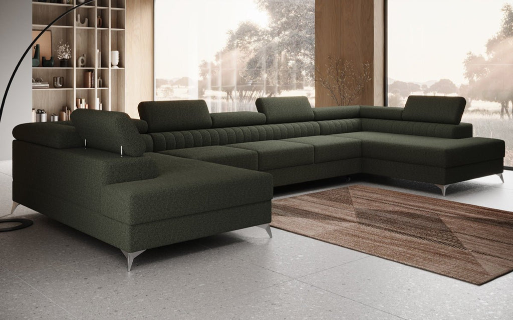 Aurea U XXL Bouclé Ecksofa – Schlaf- & Klappfunktion für Dein Traumwohnzimmer
