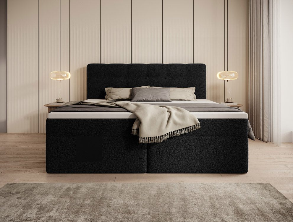 Faro Frotte Luxus Boxspringbett: Samt-Komfort, Stauraum & Stilvoll Schlafen