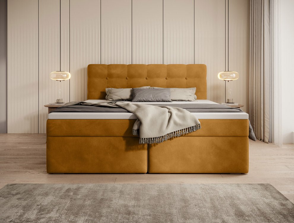Luxuriöses Faro Boxspringbett Samt mit Integriertem Stauraum – Hoher Schlafkomfort
