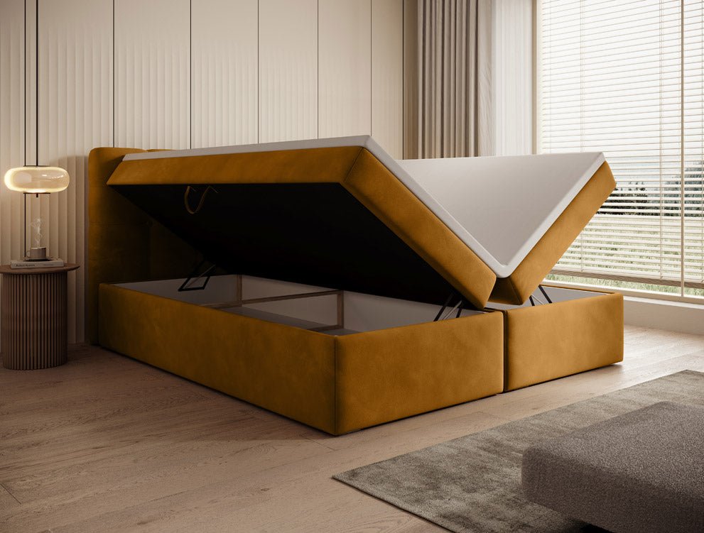 Luxuriöses Faro Boxspringbett Samt mit Integriertem Stauraum – Hoher Schlafkomfort