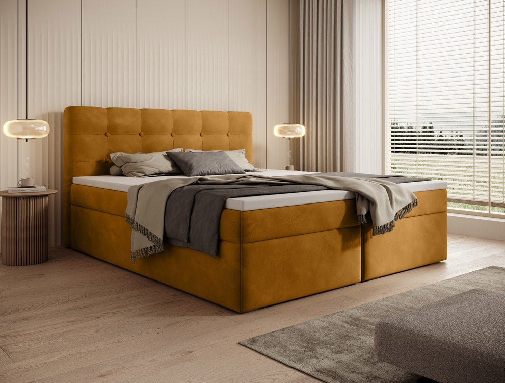Luxuriöses Faro Boxspringbett Samt mit Integriertem Stauraum – Hoher Schlafkomfort