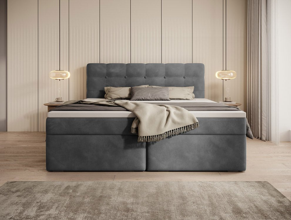 Luxuriöses Faro Boxspringbett Samt mit Integriertem Stauraum – Hoher Schlafkomfort