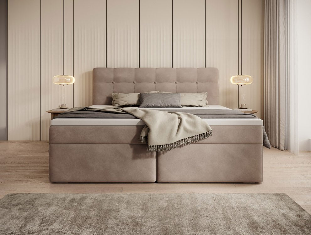 Luxuriöses Faro Boxspringbett Samt mit Integriertem Stauraum – Hoher Schlafkomfort