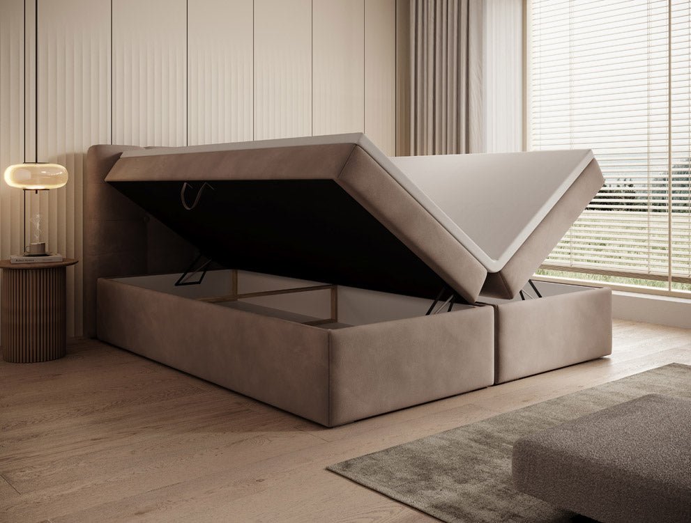 Luxuriöses Faro Boxspringbett Samt mit Integriertem Stauraum – Hoher Schlafkomfort