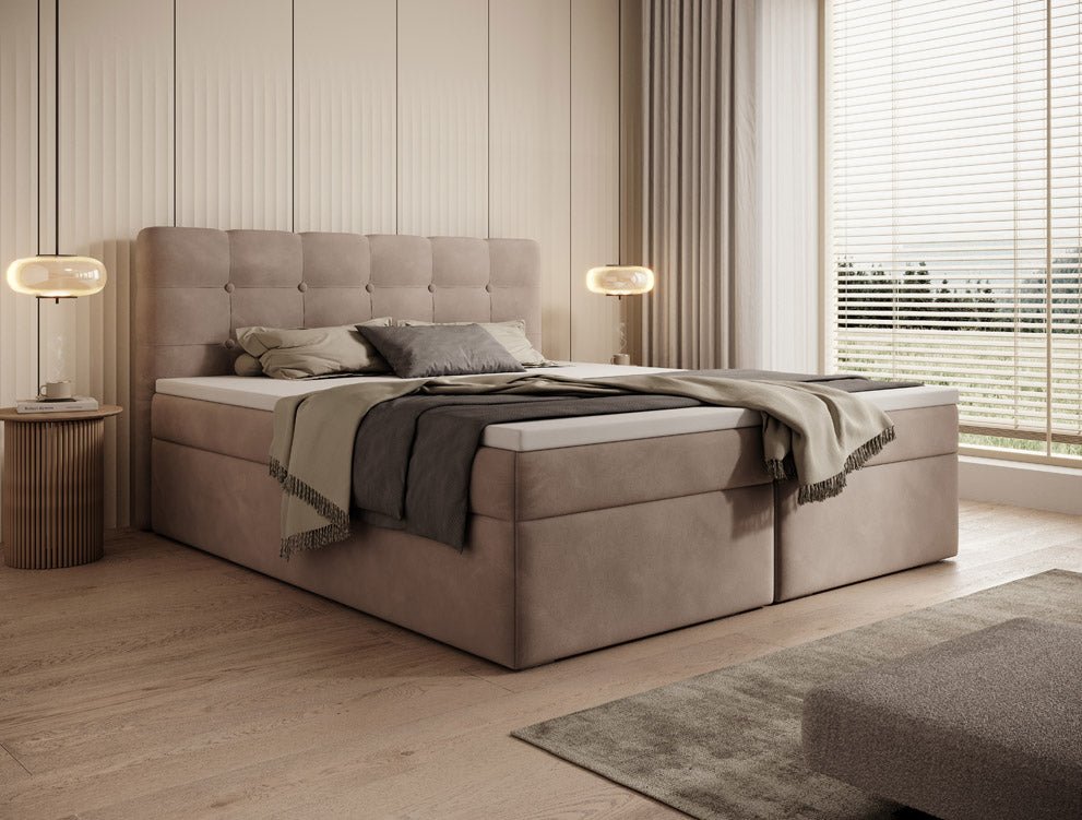 Luxuriöses Faro Boxspringbett Samt mit Integriertem Stauraum – Hoher Schlafkomfort