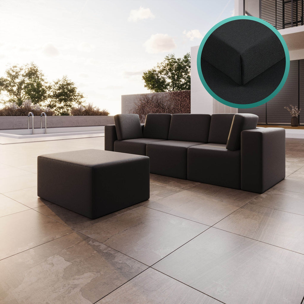 Hochwertiger Schutzbezug für 3er Gartensofa Eden mit Beistellhocker – Wetterfest & Langlebig