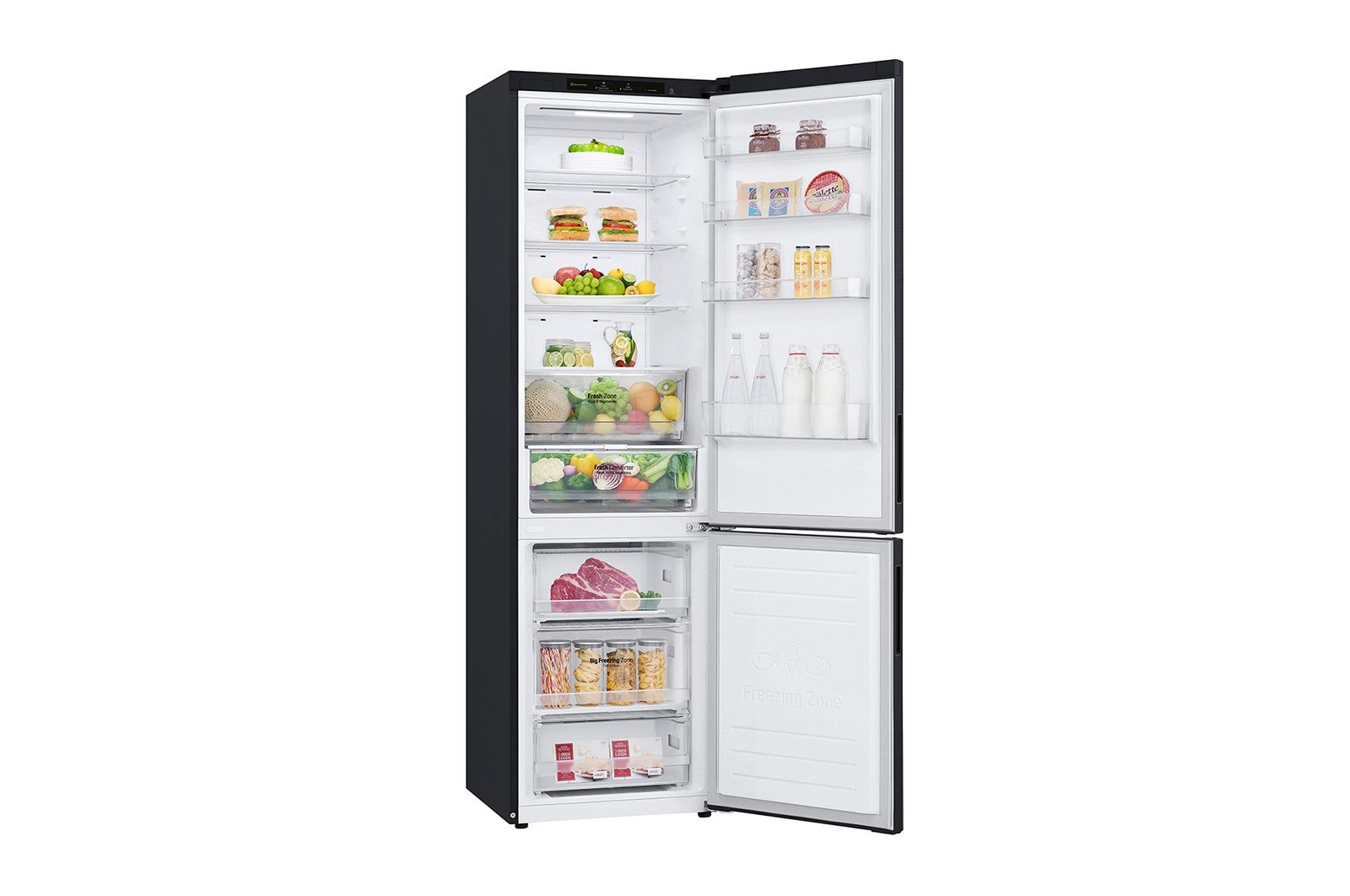LG Kühl-Gefrierkombination Matt Schwarz Inverter Linear Kompressor 384L