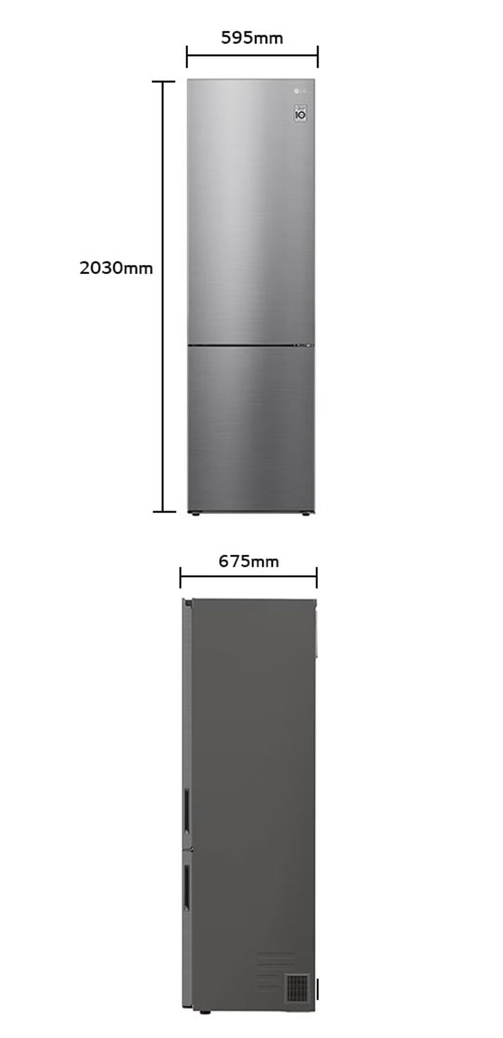LG Kühl-Gefrierkombination 384L, Inverter Linear Kompressor, A-Klasse, Platinum Silber