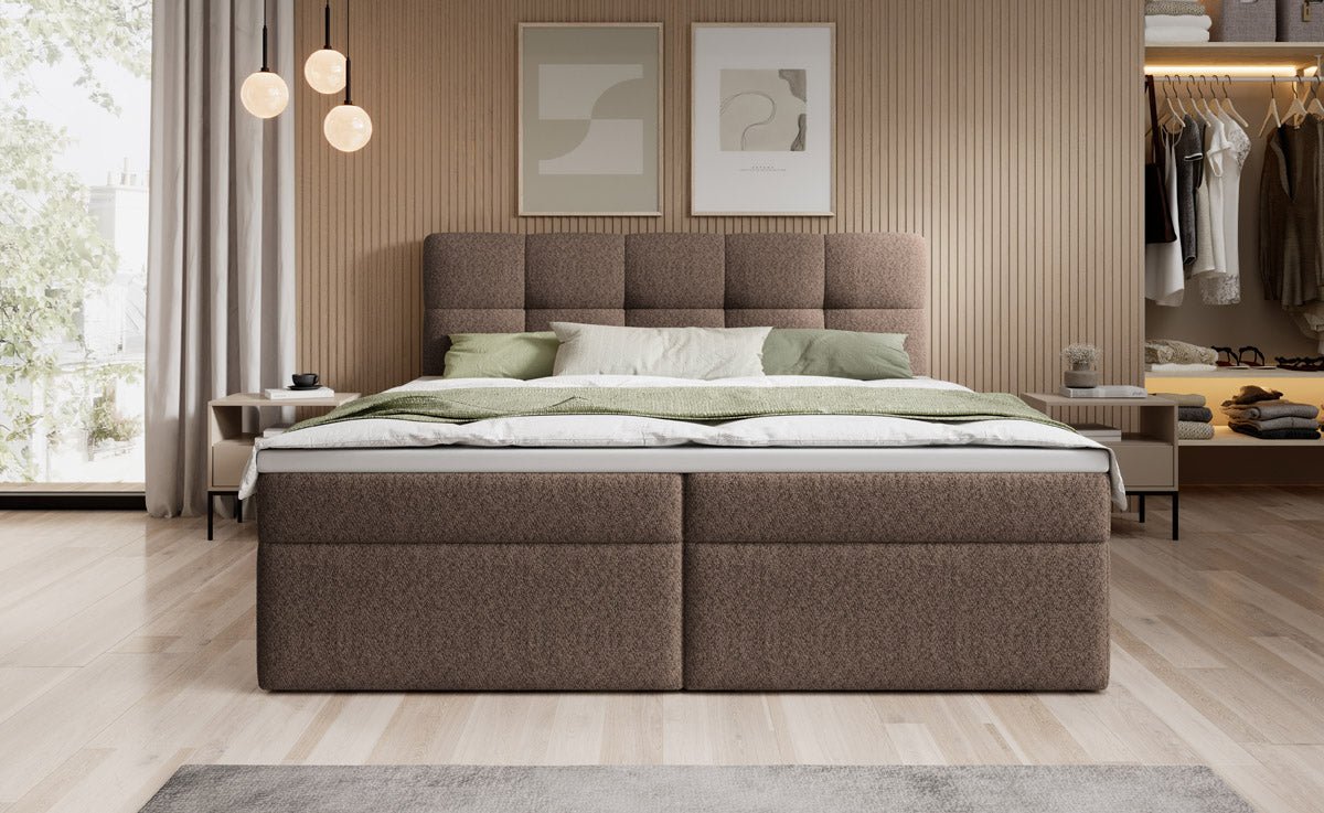 Luxuriöses Boxspringbett Cozy II Bouclé mit Integriertem Stauraum und Komfort