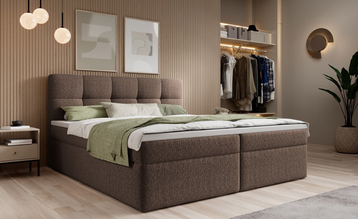 Luxuriöses Boxspringbett Cozy II Bouclé mit Integriertem Stauraum und Komfort