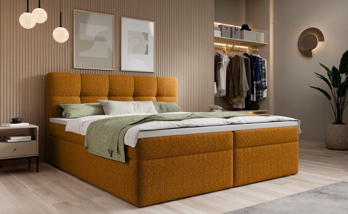 Luxuriöses Boxspringbett Cozy II Bouclé mit Integriertem Stauraum und Komfort