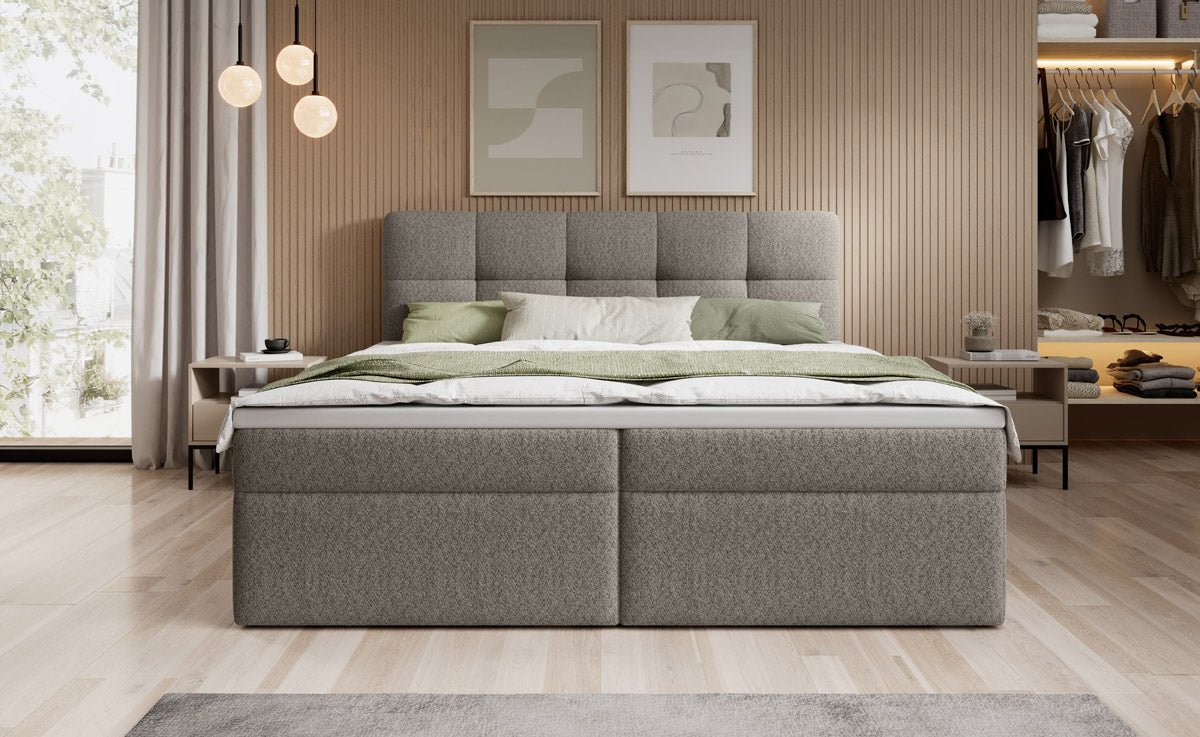 Luxuriöses Boxspringbett Cozy II Bouclé mit Integriertem Stauraum und Komfort