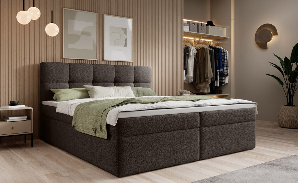 Luxuriöses Boxspringbett Cozy II Bouclé mit Integriertem Stauraum und Komfort
