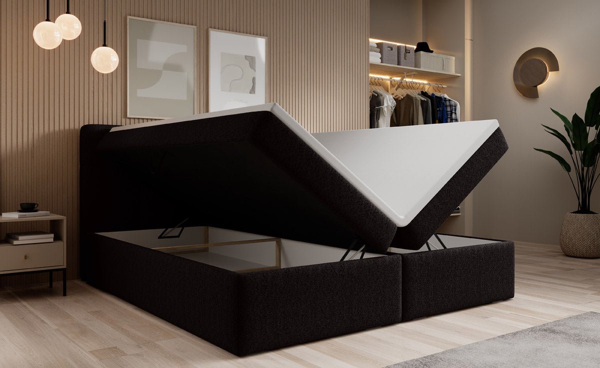 Luxuriöses Boxspringbett Cozy II Bouclé mit Integriertem Stauraum und Komfort