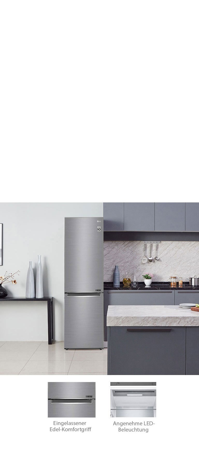 LG Kühl-Gefrierkombination 387L, Smart Inverter Compressor, Total No Frost, Premium Design
