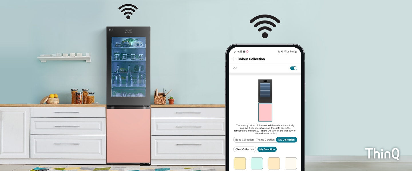 LG MoodUP® Intelligente Kühl-Gefrierkombination mit InstaView, Bluetooth-Lautsprecher & Farbwechsel-LED-Türen
