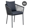 4er Set Elegante Tavira Gartenstühle Schwarz/Grau – Robust, Komfortabel, Wetterfest