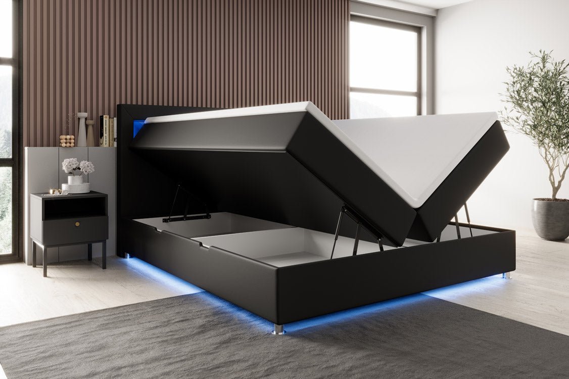 Komfortables Boxspringbett Relax: LED, Stauraum, USB-C, Kunstleder – Perfekter Schlaf