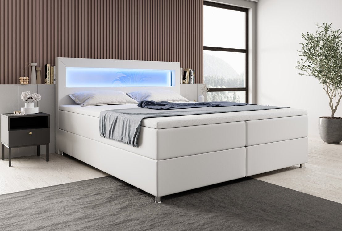 Komfortables Boxspringbett Relax: LED, Stauraum, USB-C, Kunstleder – Perfekter Schlaf