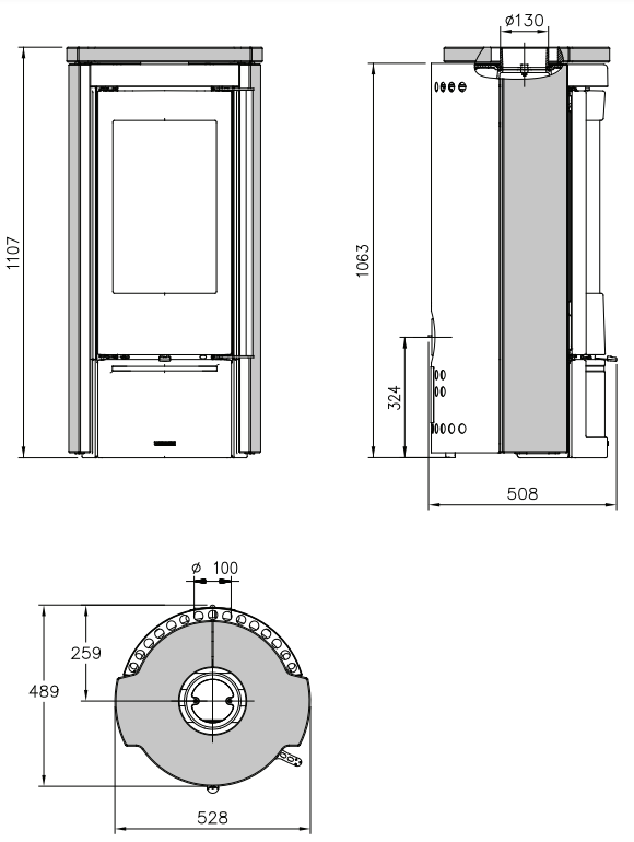 Liù Pietra Holzofen 7,5 kW mit großzügiger Steinoptik für Wohnräume