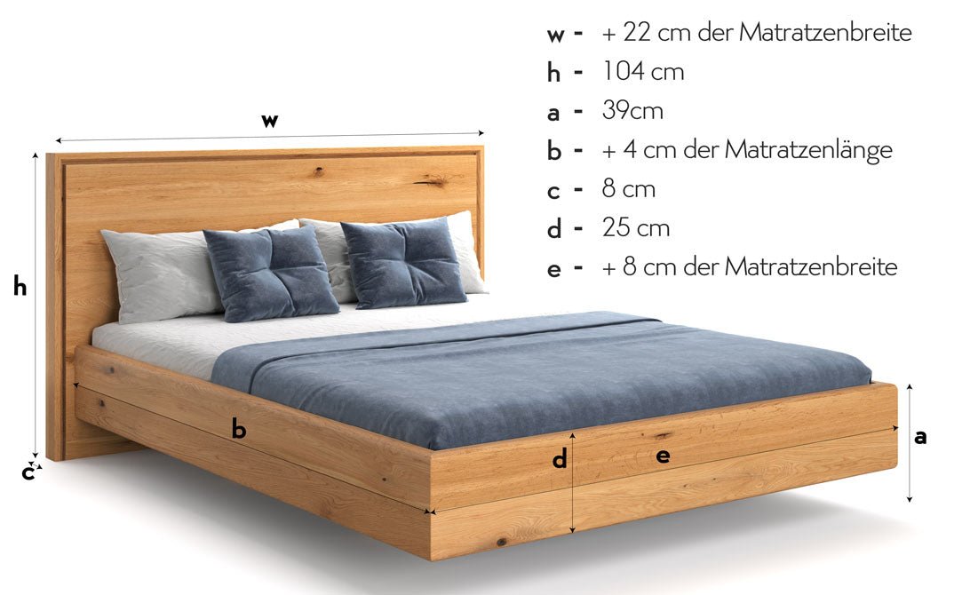 Elegantes Massivholz Eichenbett Celestia – Schwebendes Design für Luxus Schlafzimmer